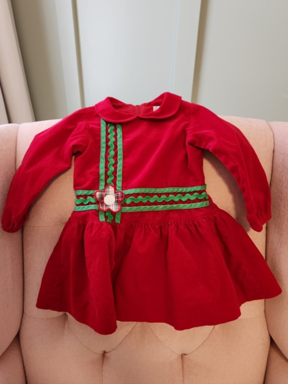 Florence Eiseman 3t short style red Corduroy winter christmas dress smocked